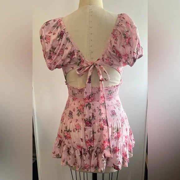 Floral Pink Smocked Dress - Picture 3 of 6